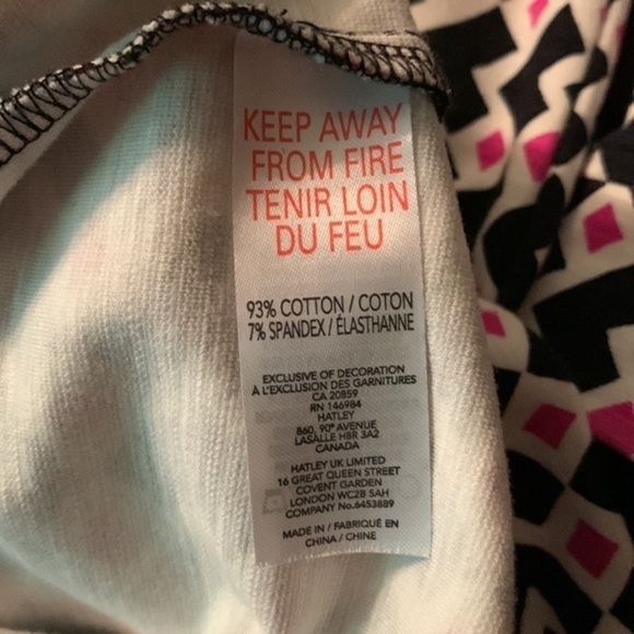 NWOT Hatley of London Black White Pink Geometric Dress Size Large Long Sleeve - Picture 9 of 13
